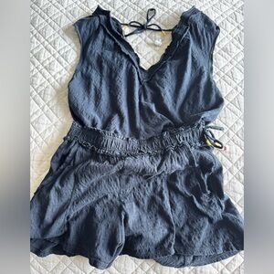 Anthropologie Black 2 Piece Romper Set